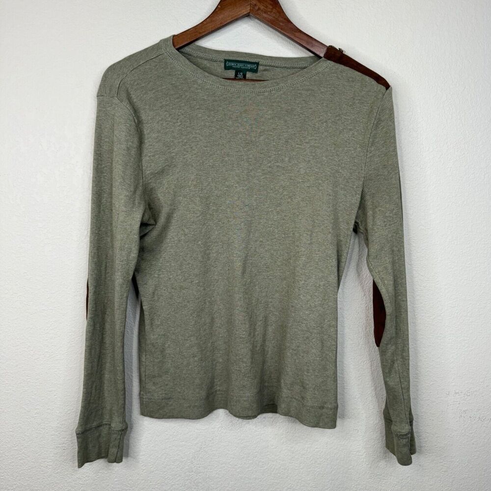Lauren Jeans Company Long Sleeve Olive‎ Green Shirt L Shoulder Zipper Y2K